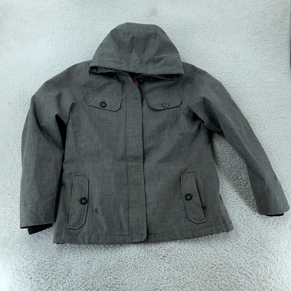 Woolrich Charcoal Heather Jacket Women's Large Hooded‎ Quilted Lined Coat